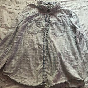 Casual light wash jean button down